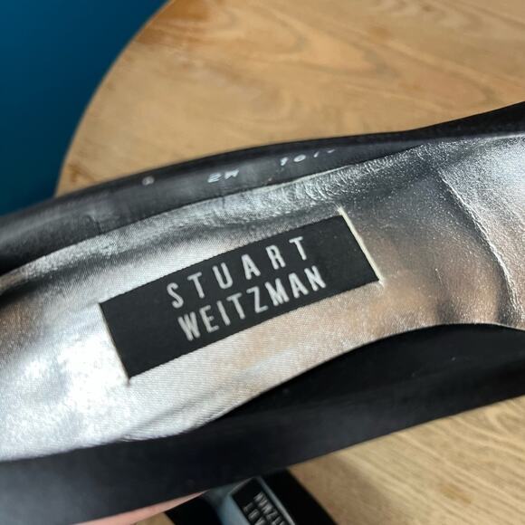 Stuart Weitzman Vintage 90s Satin Block Heel Classic Pumps Black Size 7 - Picture 10 of 15